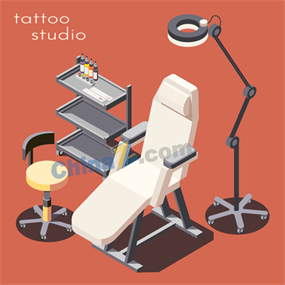 纹身工作室矢量场景图